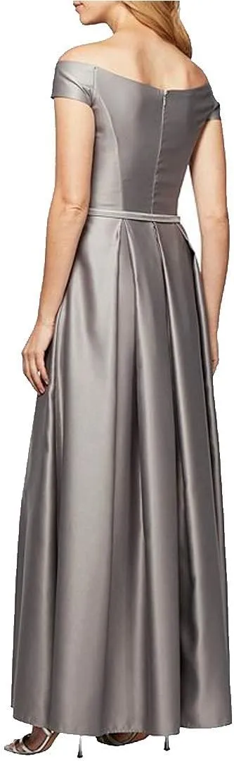 Alex Evenings Women's Off The Shoulder Ballgown with Structured Belt Dress