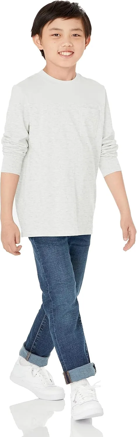 Amazon Essentials Unisex Kids and Toddlers' Long-Sleeve Rib Cuff T-Shirt, Pack of 2