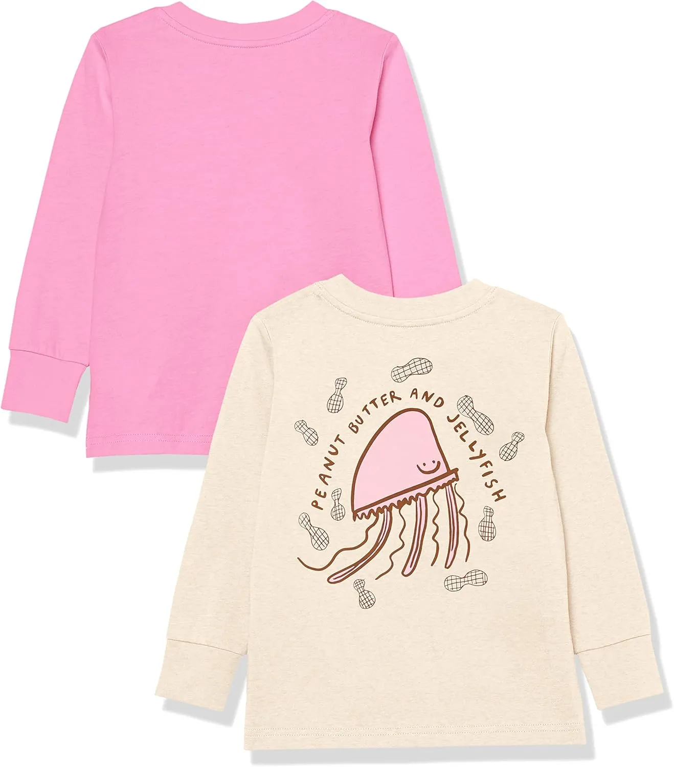 Amazon Essentials Unisex Kids and Toddlers' Long-Sleeve Rib Cuff T-Shirt, Pack of 2