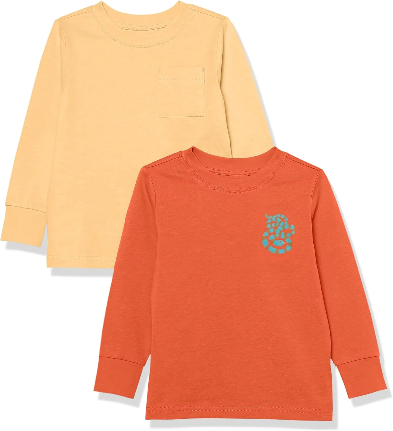 Amazon Essentials Unisex Kids and Toddlers' Long-Sleeve Rib Cuff T-Shirt, Pack of 2