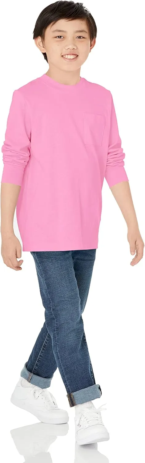 Amazon Essentials Unisex Kids and Toddlers' Long-Sleeve Rib Cuff T-Shirt, Pack of 2