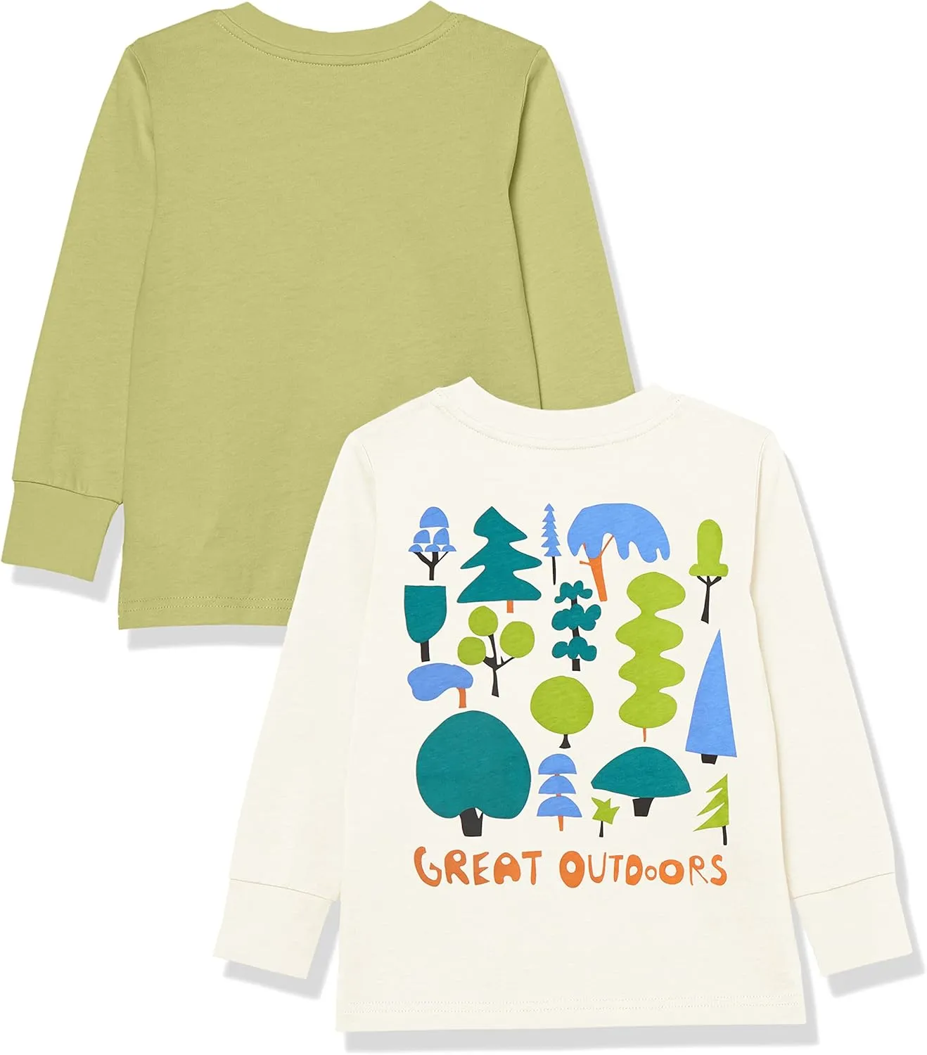Amazon Essentials Unisex Kids and Toddlers' Long-Sleeve Rib Cuff T-Shirt, Pack of 2