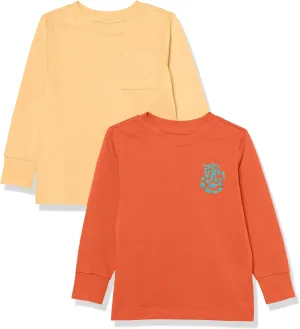 Amazon Essentials Unisex Kids and Toddlers' Long-Sleeve Rib Cuff T-Shirt, Pack of 2