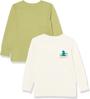 Amazon Essentials Unisex Kids and Toddlers' Long-Sleeve Rib Cuff T-Shirt, Pack of 2