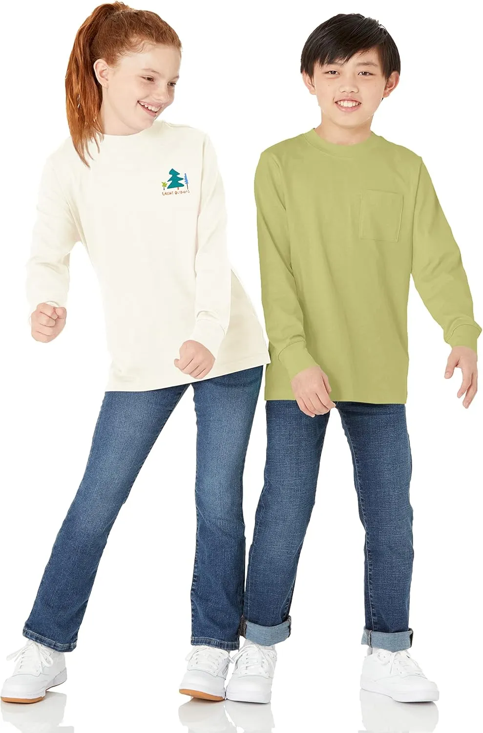 Amazon Essentials Unisex Kids and Toddlers' Long-Sleeve Rib Cuff T-Shirt, Pack of 2