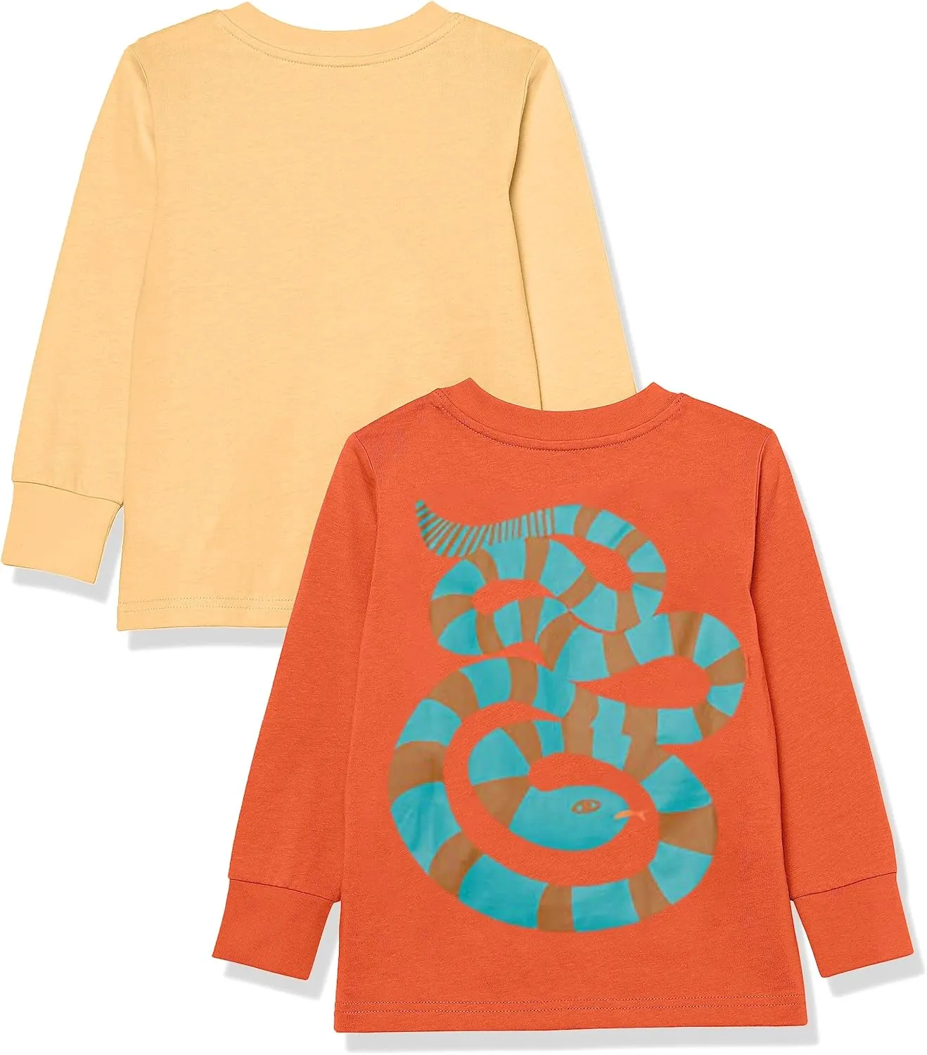 Amazon Essentials Unisex Kids and Toddlers' Long-Sleeve Rib Cuff T-Shirt, Pack of 2