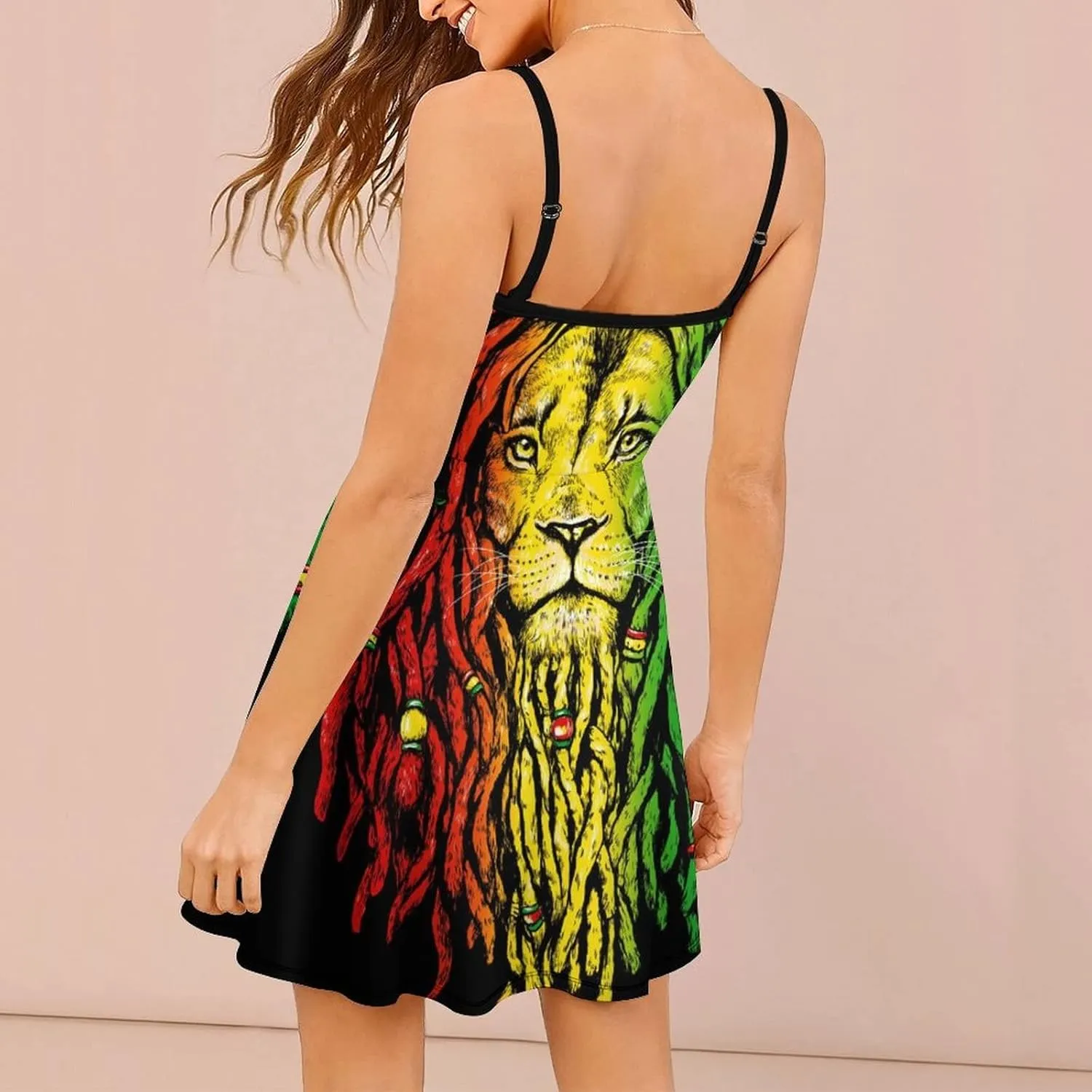AMRANDOM 2023 Womens Sundress Spaghetti Strap Dresses Summer Casual Party Slim Dress