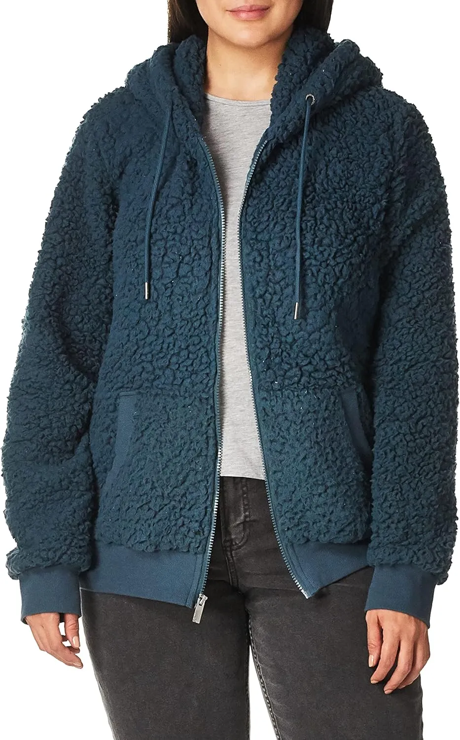 Andrew Marc Women's Teddy Fleece Full Zip Hooded Jacket