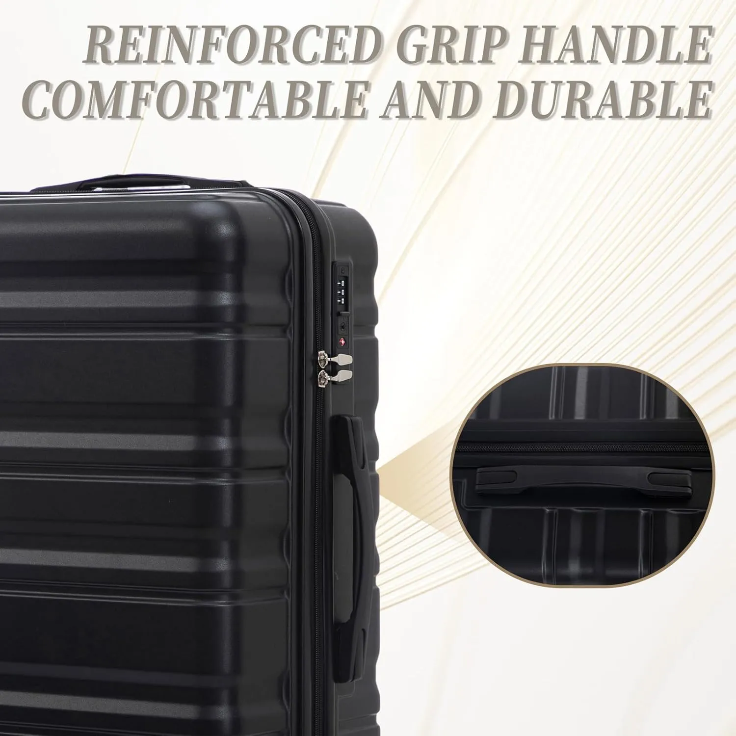 Anwick 3 Luggage Sets with Spinner Wheels, Lightweight Expandable Travel Hard Shell Suitcases, ABS Hardshell Suitcase with TSA Combination Lock, 20"/24"/28" (Black)