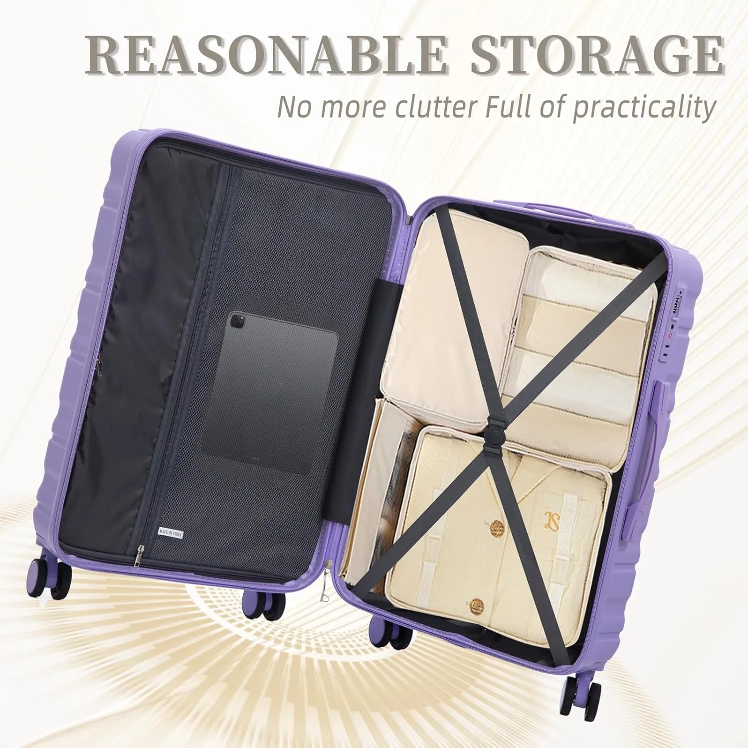 Anwick 3 Luggage Sets with Spinner Wheels, Lightweight Expandable Travel Hard Shell Suitcases, ABS Hardshell Suitcase with TSA Combination Lock, 20"/24"/28" (Blue Purple)