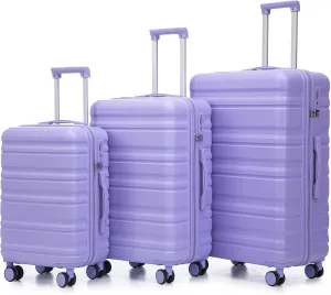 Anwick 3 Luggage Sets with Spinner Wheels, Lightweight Expandable Travel Hard Shell Suitcases, ABS Hardshell Suitcase with TSA Combination Lock, 20"/24"/28" (Blue Purple)