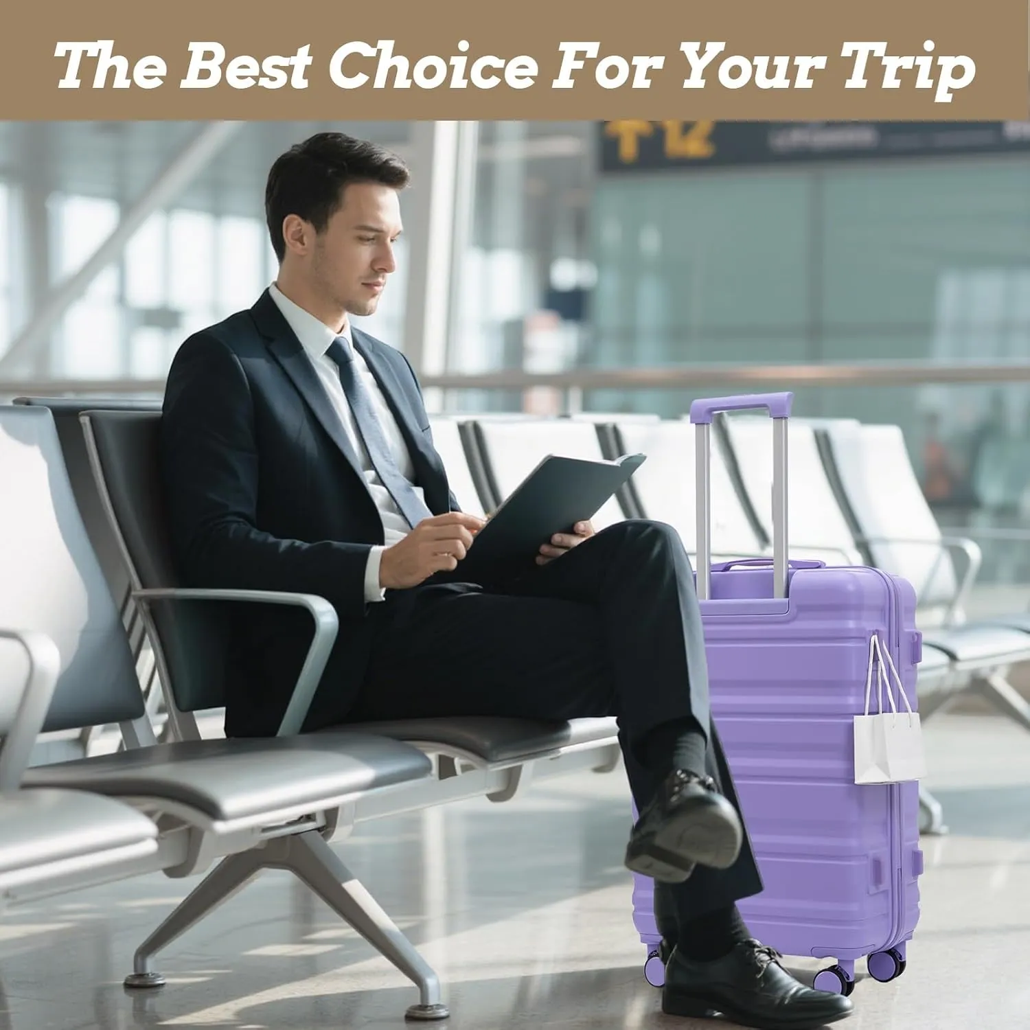 Anwick 3 Luggage Sets with Spinner Wheels, Lightweight Expandable Travel Hard Shell Suitcases, ABS Hardshell Suitcase with TSA Combination Lock, 20"/24"/28" (Blue Purple)
