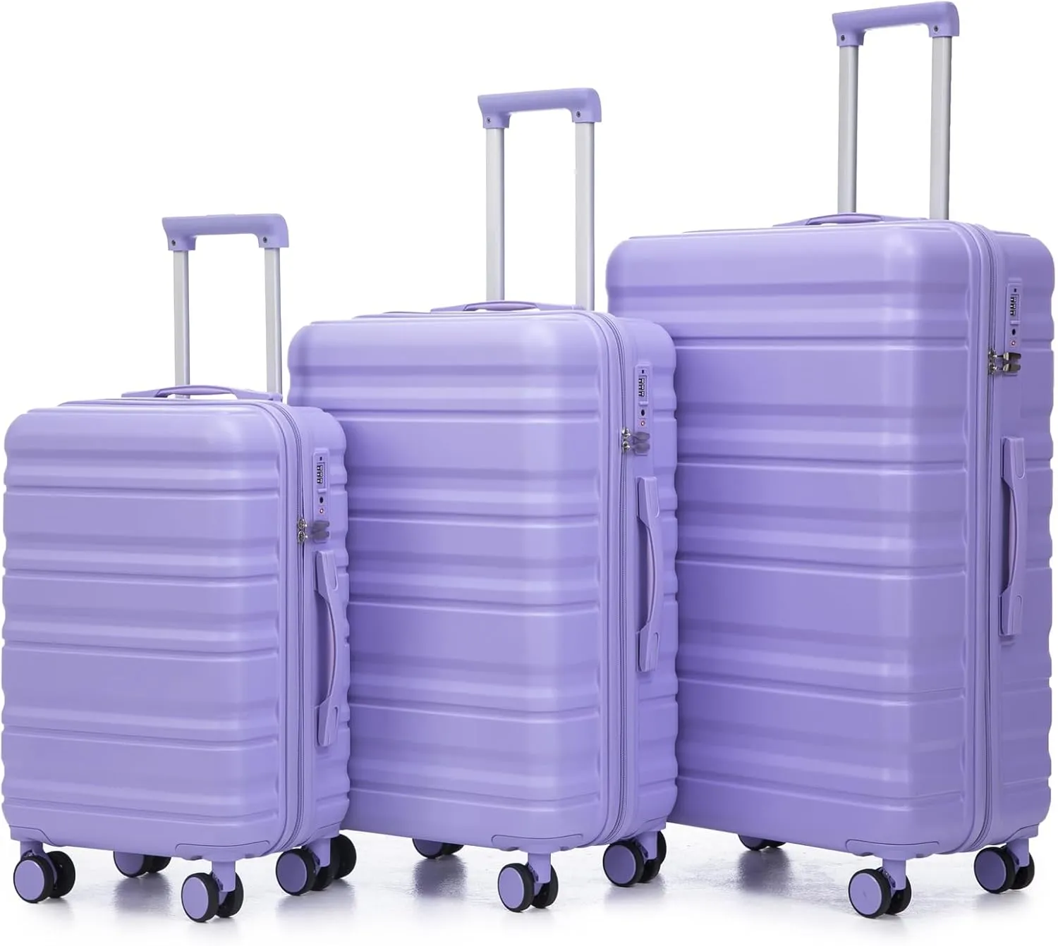 Anwick 3 Luggage Sets with Spinner Wheels, Lightweight Expandable Travel Hard Shell Suitcases, ABS Hardshell Suitcase with TSA Combination Lock, 20"/24"/28" (Blue Purple)
