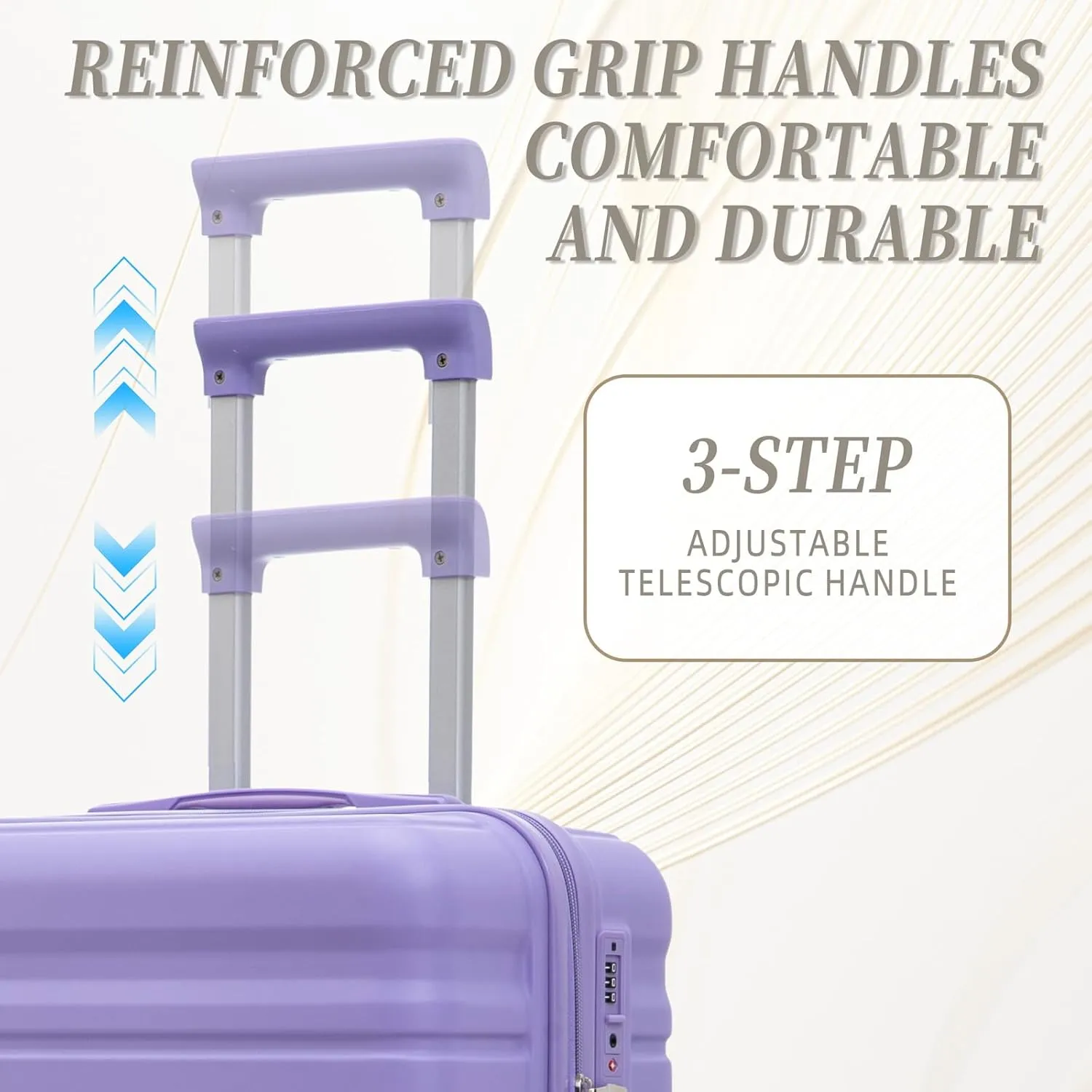 Anwick 3 Luggage Sets with Spinner Wheels, Lightweight Expandable Travel Hard Shell Suitcases, ABS Hardshell Suitcase with TSA Combination Lock, 20"/24"/28" (Blue Purple)