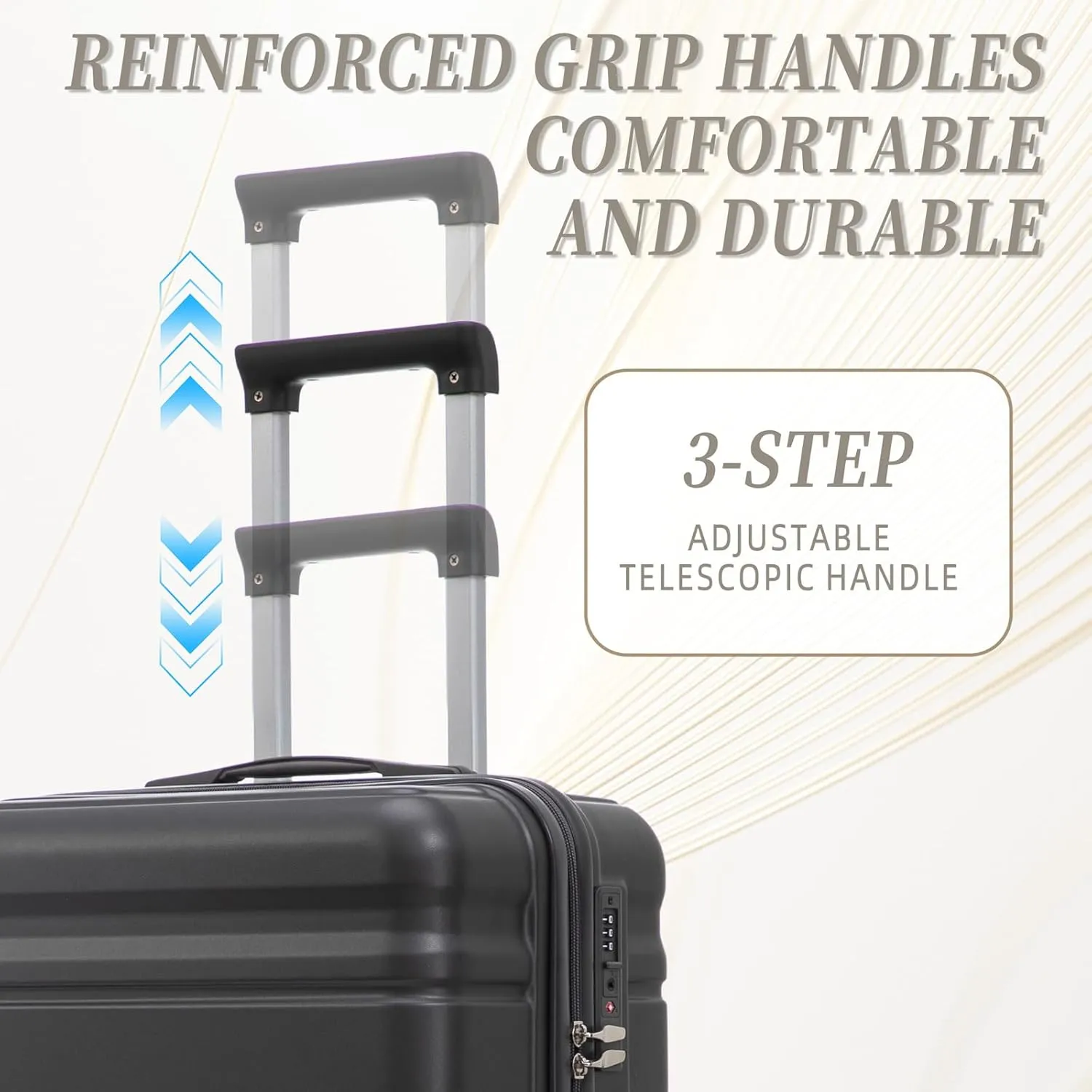 Anwick 3 Luggage Sets with Spinner Wheels, Lightweight Expandable Travel Hard Shell Suitcases, ABS Hardshell Suitcase with TSA Combination Lock, 20"/24"/28" (Dark Gray)