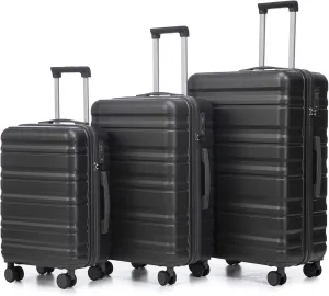 Anwick 3 Luggage Sets with Spinner Wheels, Lightweight Expandable Travel Hard Shell Suitcases, ABS Hardshell Suitcase with TSA Combination Lock, 20"/24"/28" (Dark Gray)