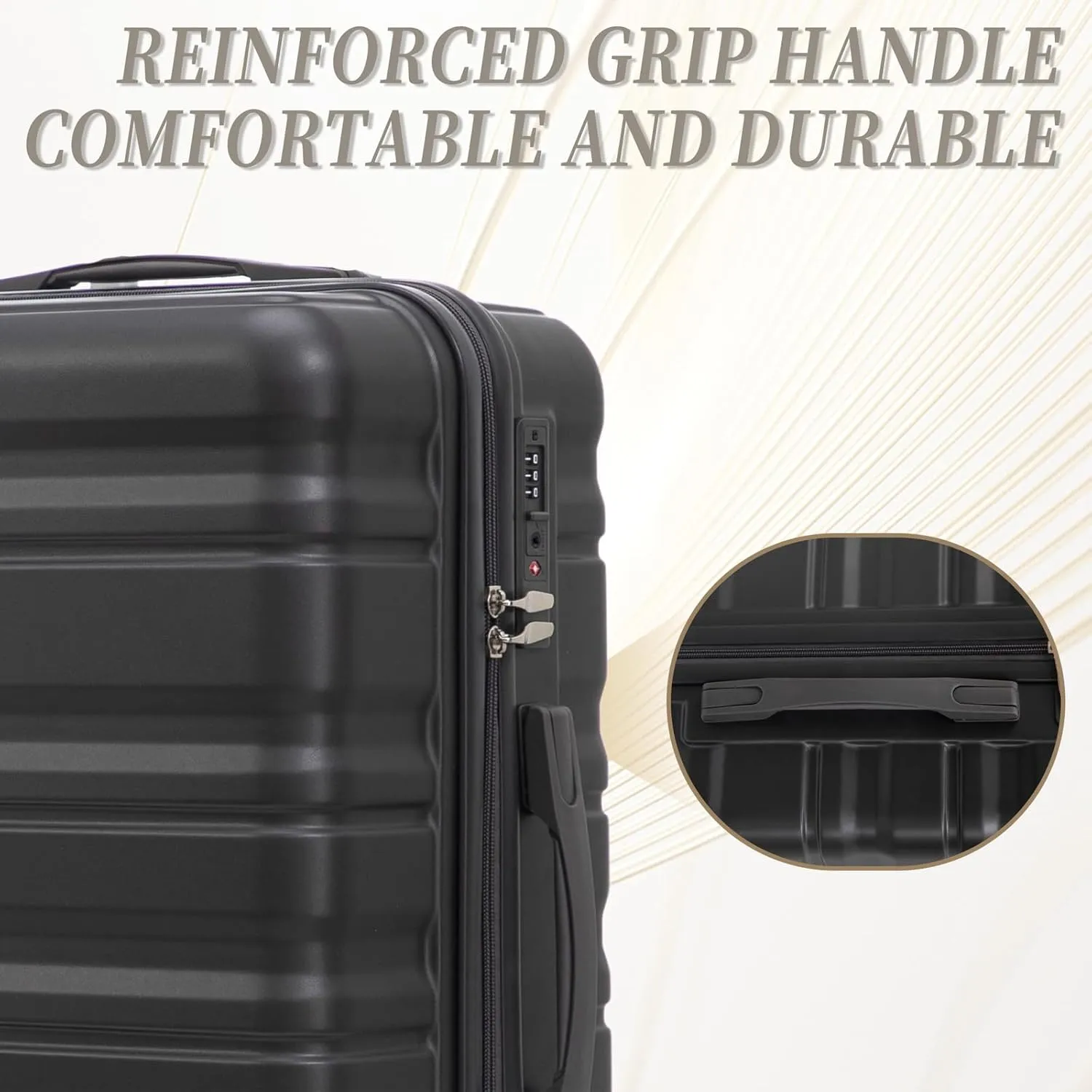 Anwick 3 Luggage Sets with Spinner Wheels, Lightweight Expandable Travel Hard Shell Suitcases, ABS Hardshell Suitcase with TSA Combination Lock, 20"/24"/28" (Dark Gray)