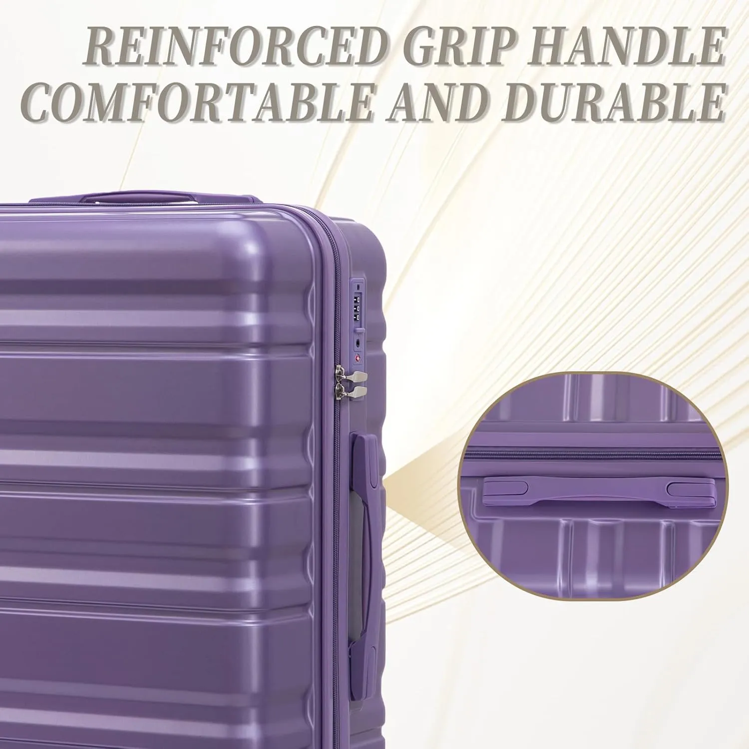 Anwick 3 Luggage Sets with Spinner Wheels, Lightweight Expandable Travel Hard Shell Suitcases, ABS Hardshell Suitcase with TSA Combination Lock, 20"/24"/28" (Purple)