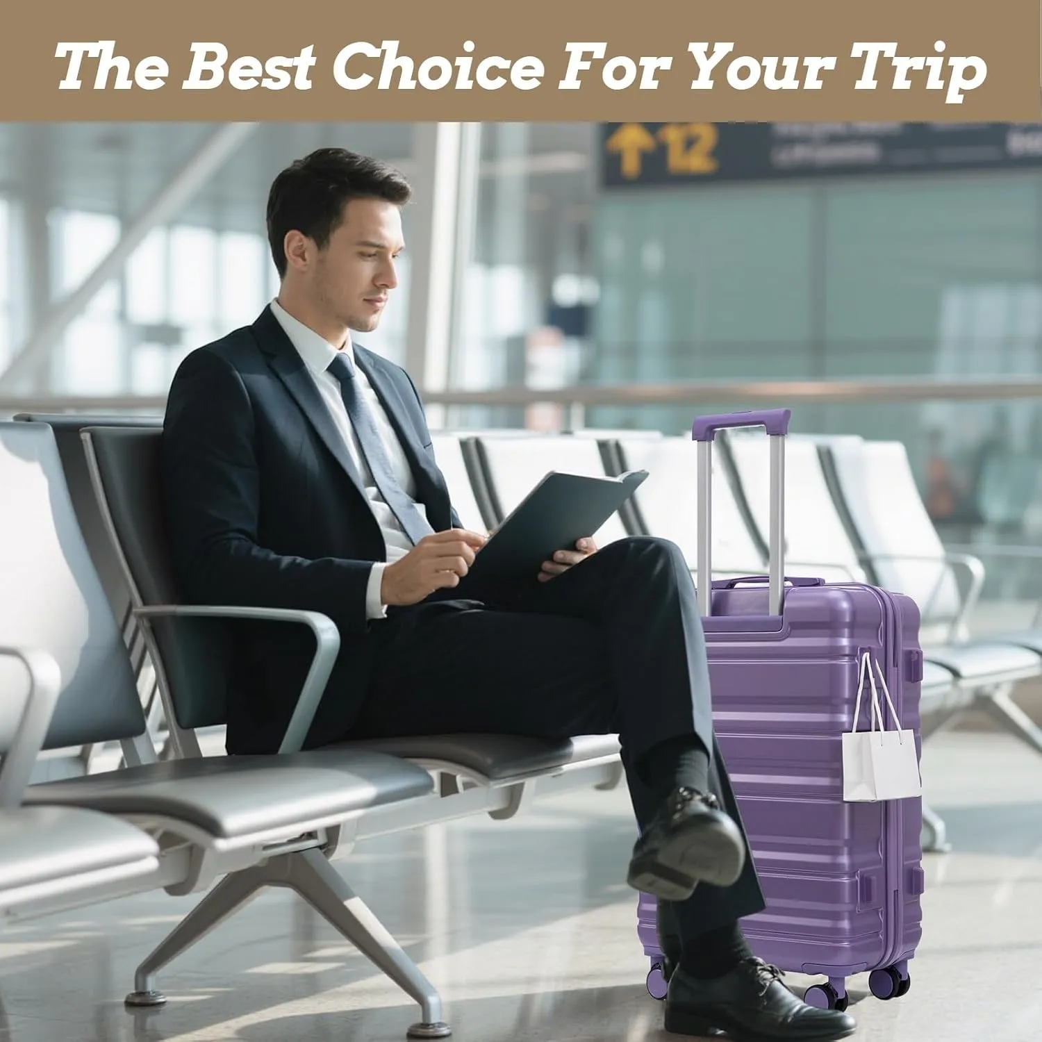 Anwick 3 Luggage Sets with Spinner Wheels, Lightweight Expandable Travel Hard Shell Suitcases, ABS Hardshell Suitcase with TSA Combination Lock, 20"/24"/28" (Purple)
