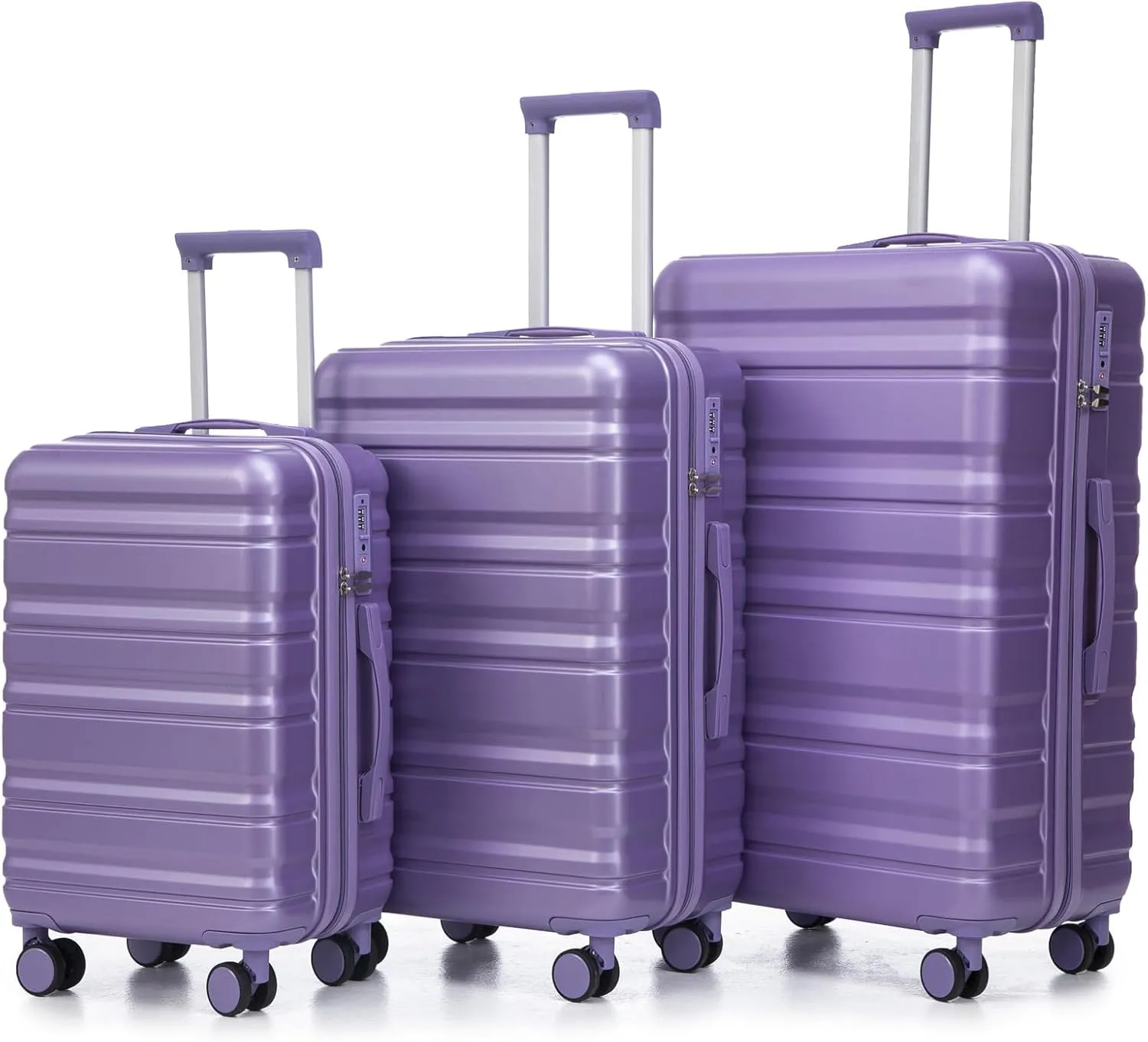 Anwick 3 Luggage Sets with Spinner Wheels, Lightweight Expandable Travel Hard Shell Suitcases, ABS Hardshell Suitcase with TSA Combination Lock, 20"/24"/28" (Purple)