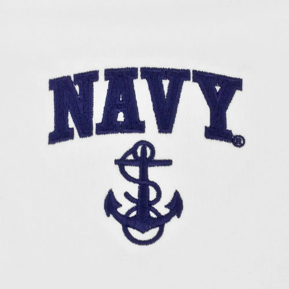 Armed Forces Gear Navy Anchor Embroidered Performance Polo (White)
