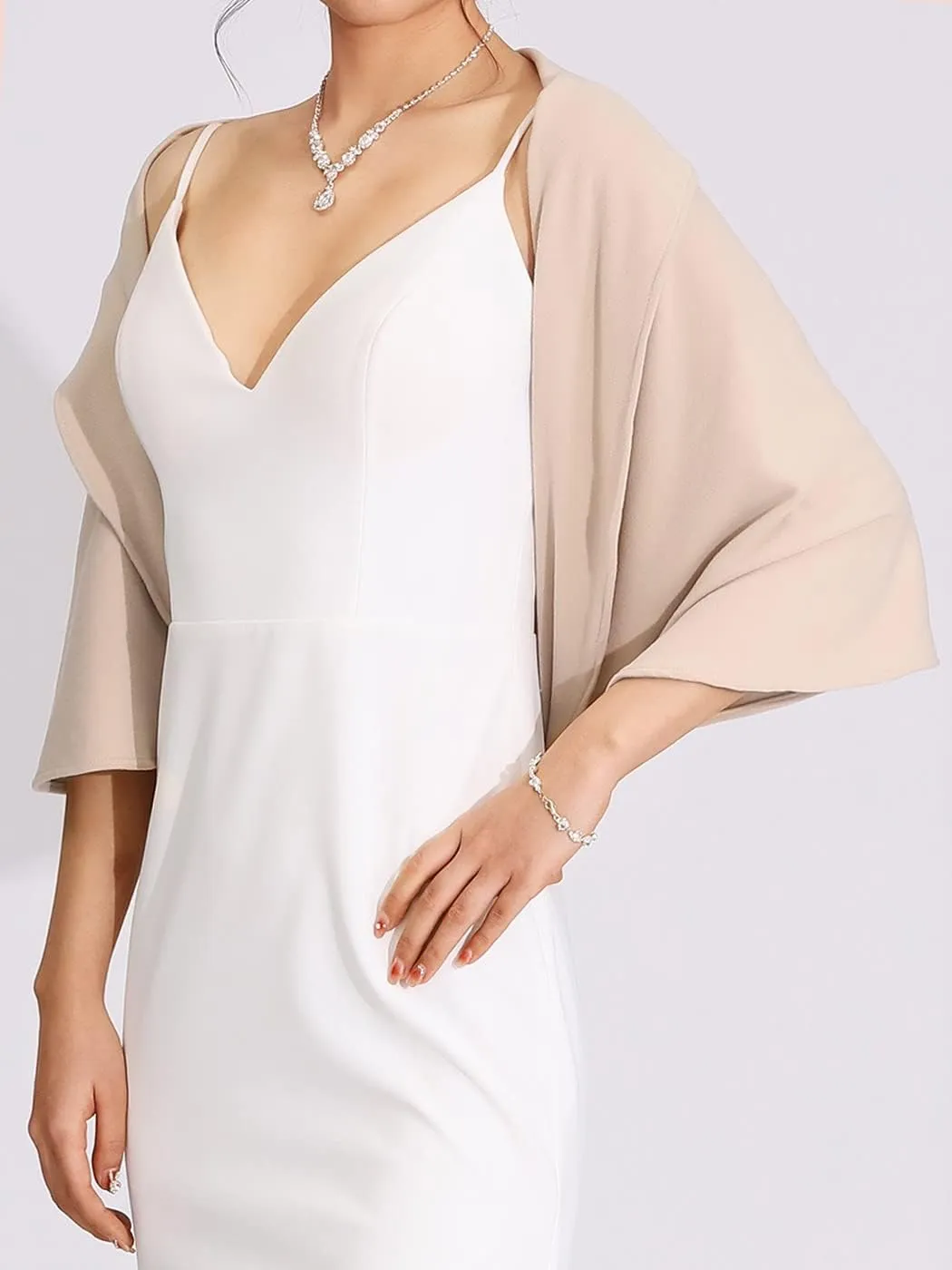 Aukmla Women Bolero Shrug for Evening Dresses Wedding Party Jacket Prom Shawls and Wraps Cover Up with Rhinestones Bukcle