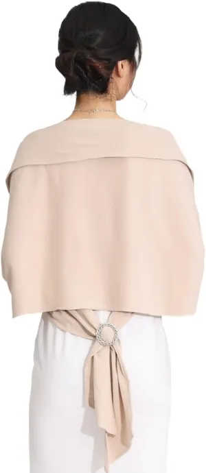 Aukmla Women Bolero Shrug for Evening Dresses Wedding Party Jacket Prom Shawls and Wraps Cover Up with Rhinestones Bukcle