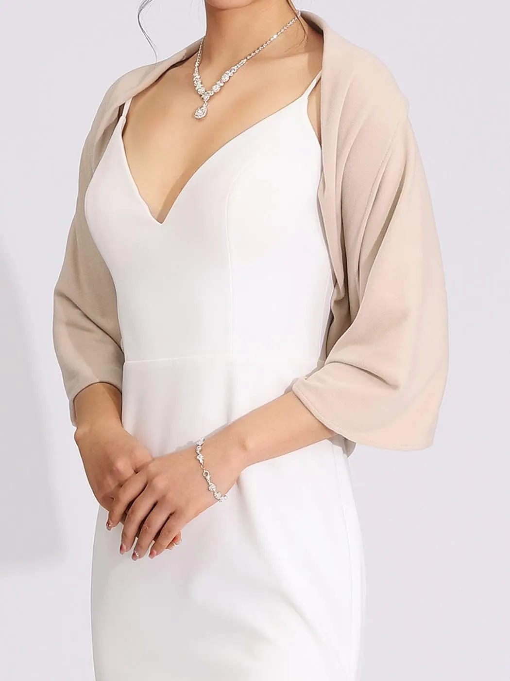 Aukmla Women Bolero Shrug for Evening Dresses Wedding Party Jacket Prom Shawls and Wraps Cover Up with Rhinestones Bukcle
