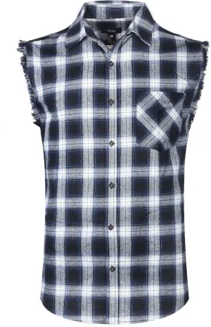 AVANZADA Men's Button Down Sleeveless Plaid Shirt Casual Flannel Plus Size Vest Western Shirts