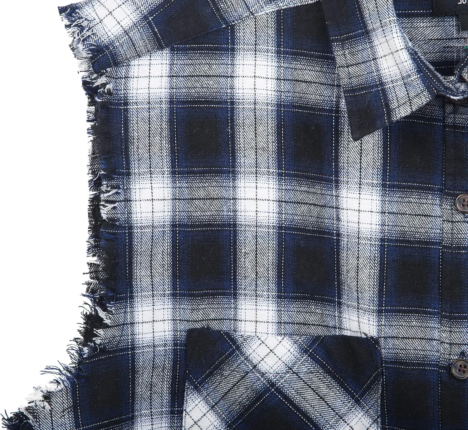 AVANZADA Men's Button Down Sleeveless Plaid Shirt Casual Flannel Plus Size Vest Western Shirts