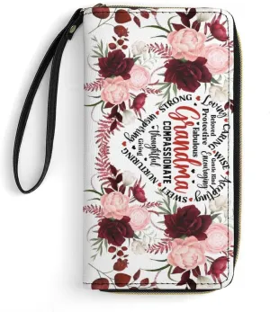 Badiya Personalized Wristlet Wallets Women Credit Card Holder PU Leather Zip Around Large Capacity Mother's Day