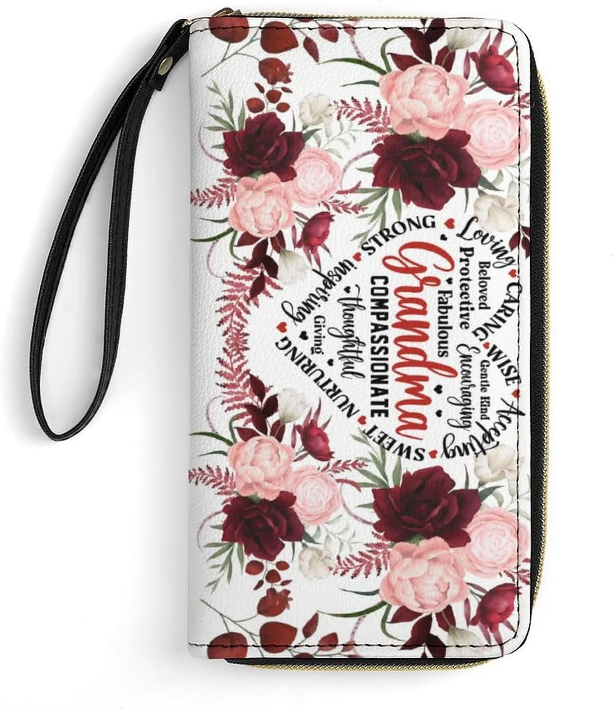 Badiya Personalized Wristlet Wallets Women Credit Card Holder PU Leather Zip Around Large Capacity Mother's Day