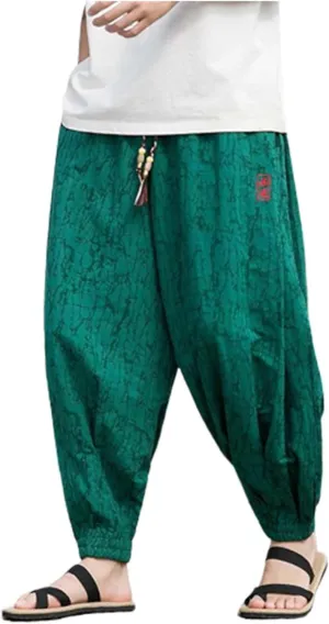 Baggy Aladdin Harem Pants for Mens Cotton Harem Pants Hippie Boho Trousers Casual Loose Hippie Yoga Beach Pants