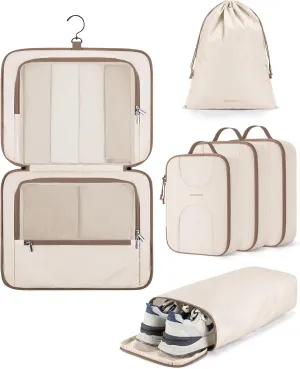BAGSMART Hanging Travel Packing Cubes, 6 Set Large Travel Cubes for Women Cruise Ship Essentials, Suitcase Organizers