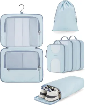 BAGSMART Hanging Travel Packing Cubes, 6 Set Large Travel Cubes for Women Cruise Ship Essentials, Suitcase Organizers