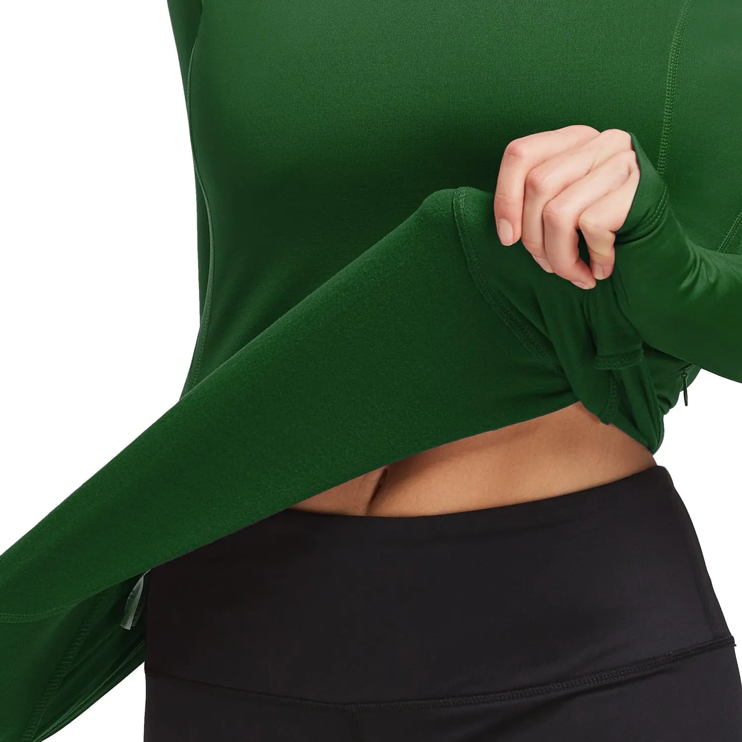 baleaf Thermal Shirts for Women Long Sleeve Fleece Tops Running Workout Cold Weather Gear Compression Zipper Pocket
