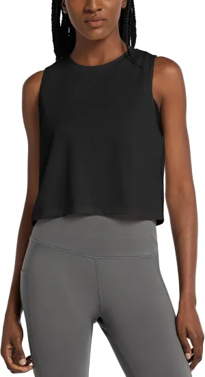 baleaf Workout Tops for Women Crop Tank Top Quick Dry Athletic Gym Exercise Sleeveless Shirts Muscle Yoga Loose Fit