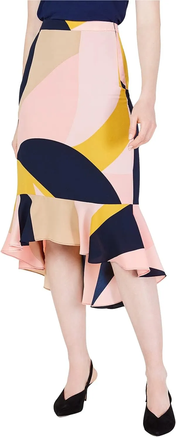Bar III Womens Ruffled Hi-Low Midi Skirt Pink 8