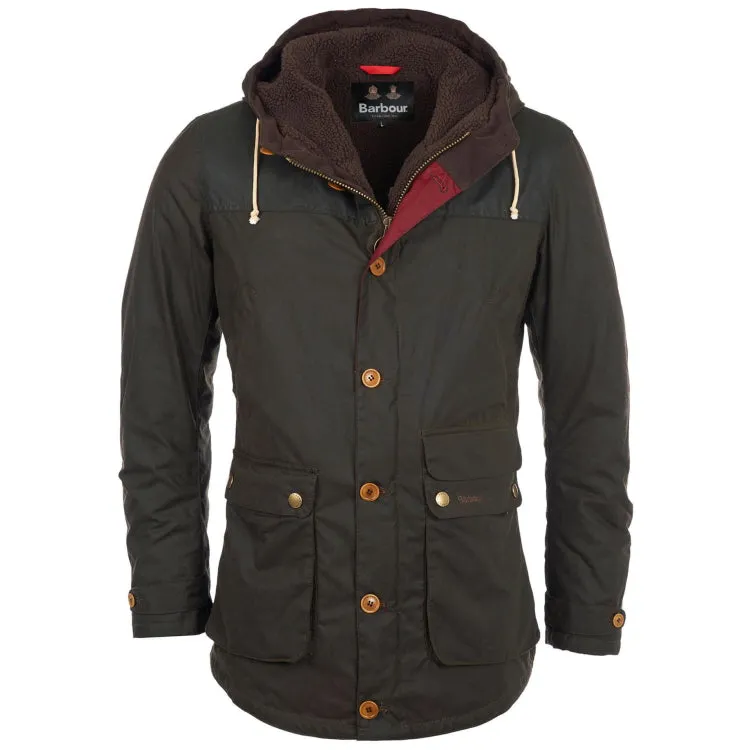 Barbour Game Parka Wax Jacket - Olive