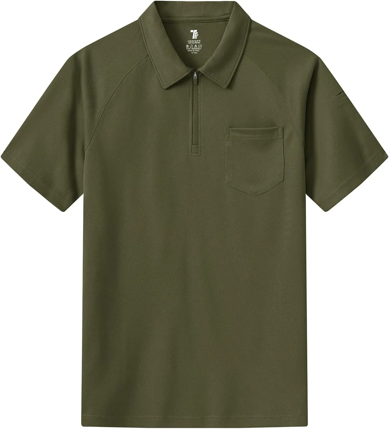BASUDAM Men's Zippered Polo Shirts with Pocket Quick Dry Short Sleeve Active Performance