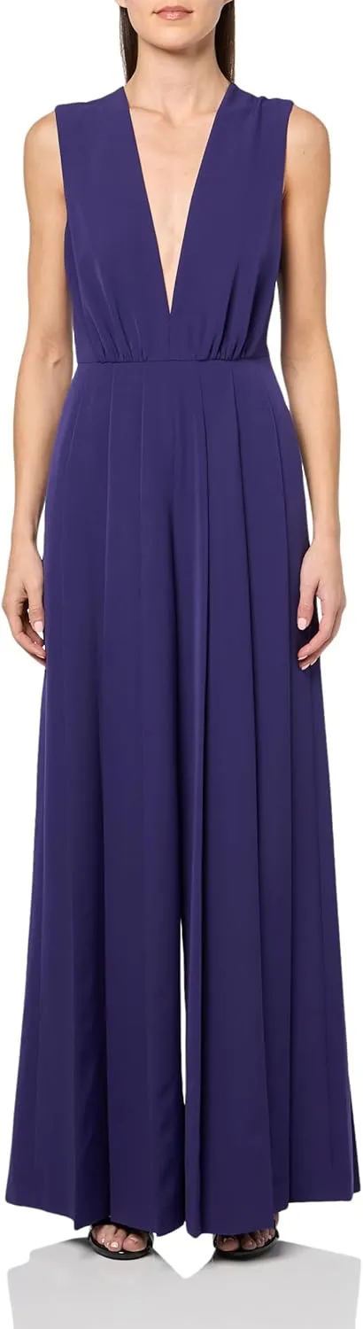 BCBGMAXAZRIA Women's Sleeveless V Neck Wide Leg Jumpsuit
