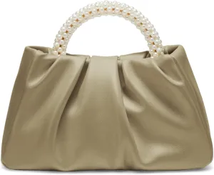 Beatfull Evening Purse Women Small Pearl Handbags Soft Leather Ruched Bag Wedding Bridal Clutch Party Prom Crossbody Purses
