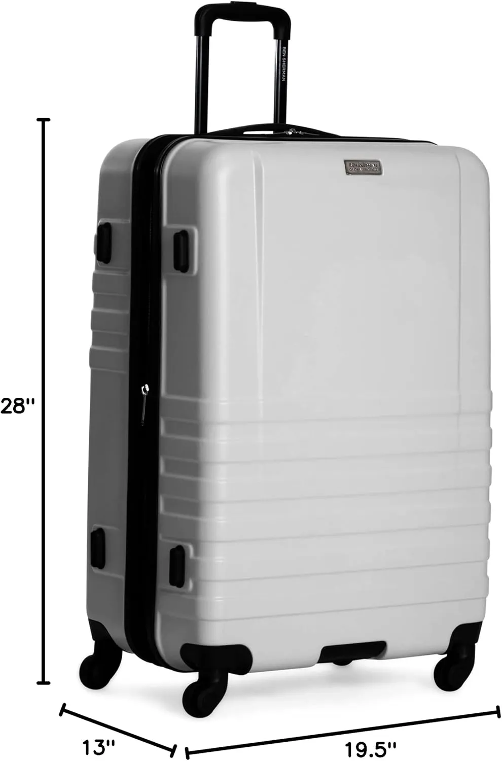 Ben Sherman Hereford Spinner Travel Upright Luggage, White, 28-Inch Checked