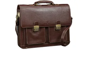 Benevento Luxury Messenger Bag With Shoulder Strap, Men & Women's Leather Briefcase, Brown