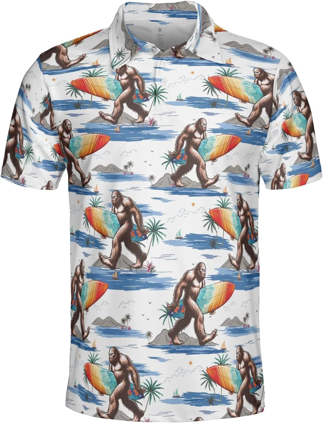 Bigfoot Golf Shirt Men Funny Golf Polos for Men Dry Fit Funny - Golf Polo Shirts Hawaiian Polo Golf Outfits (MP_PL_2)