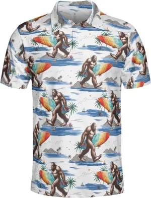 Bigfoot Golf Shirt Men Funny Golf Polos for Men Dry Fit Funny - Golf Polo Shirts Hawaiian Polo Golf Outfits (MP_PL_2)