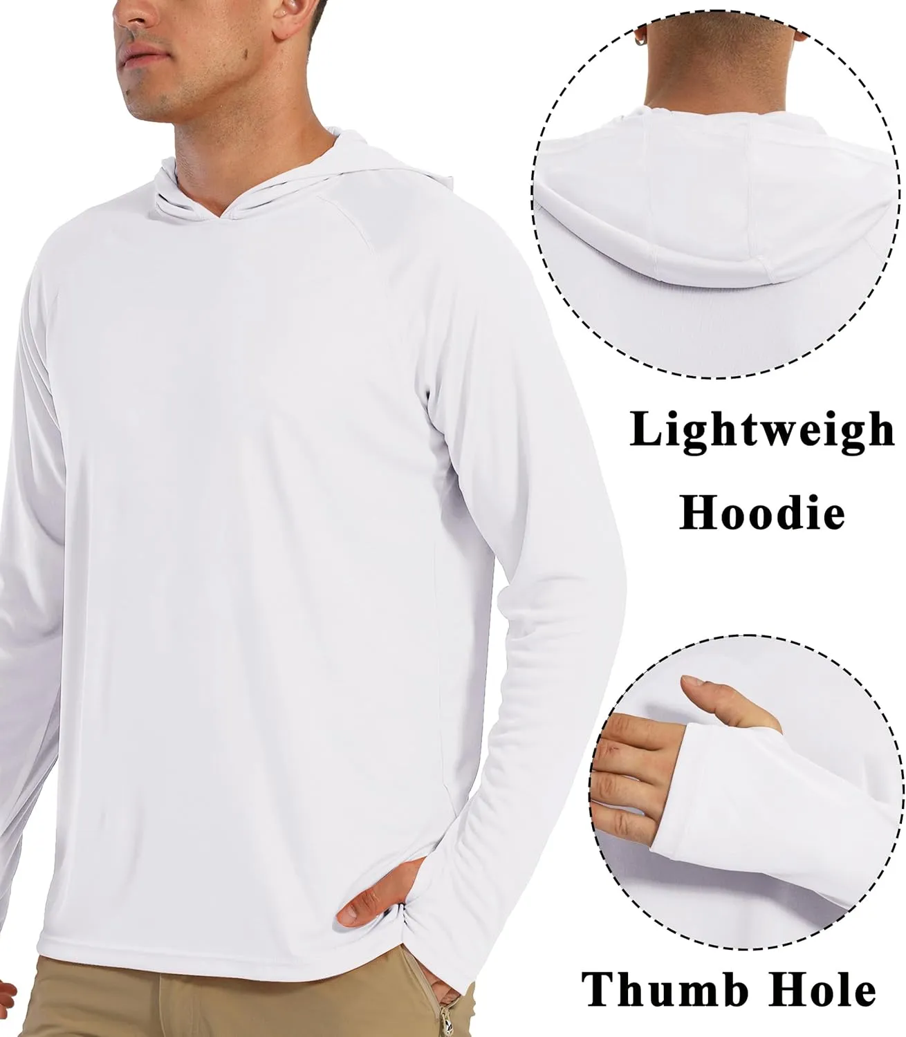 BIYLACLESEN Men's Sun Protection Long Sleeve T-Shirt UPF 50  Performance Running Shirts with hood