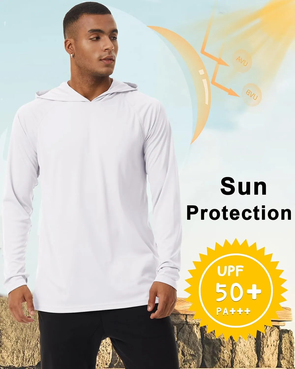 BIYLACLESEN Men's Sun Protection Long Sleeve T-Shirt UPF 50  Performance Running Shirts with hood