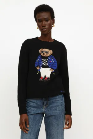Black Embroidered Knit Sweater