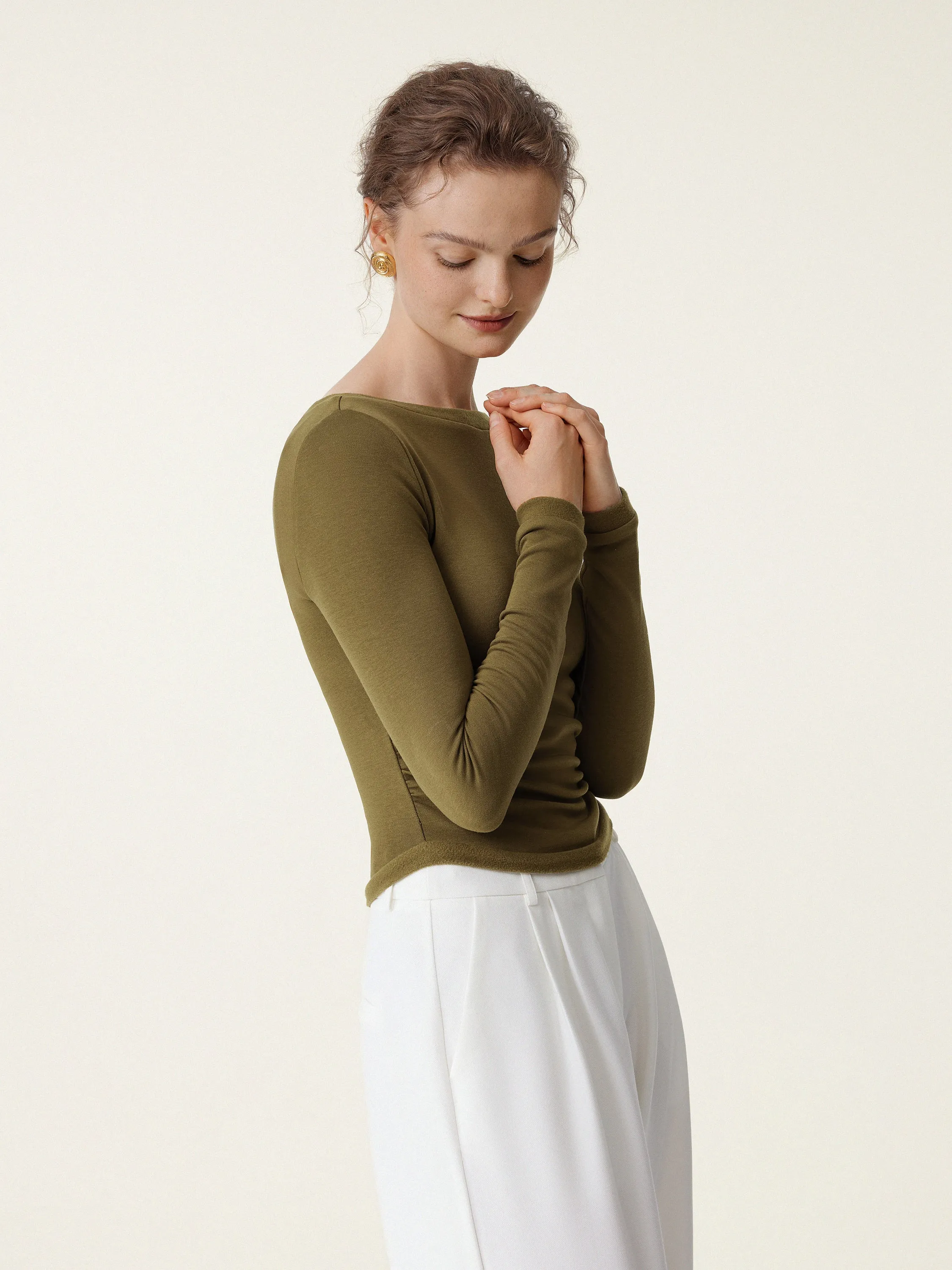 Boatneck Long Sleeve Brami Top